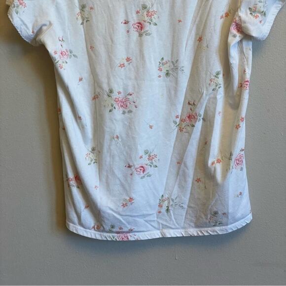 Oscar de la Renta M short sleeve t-shirt lace floral off-white - Picture 7 of 7